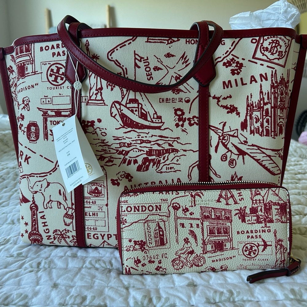 Perry Printed Canvas Triple-Compartment Tote (WALLET INCLUDED!)